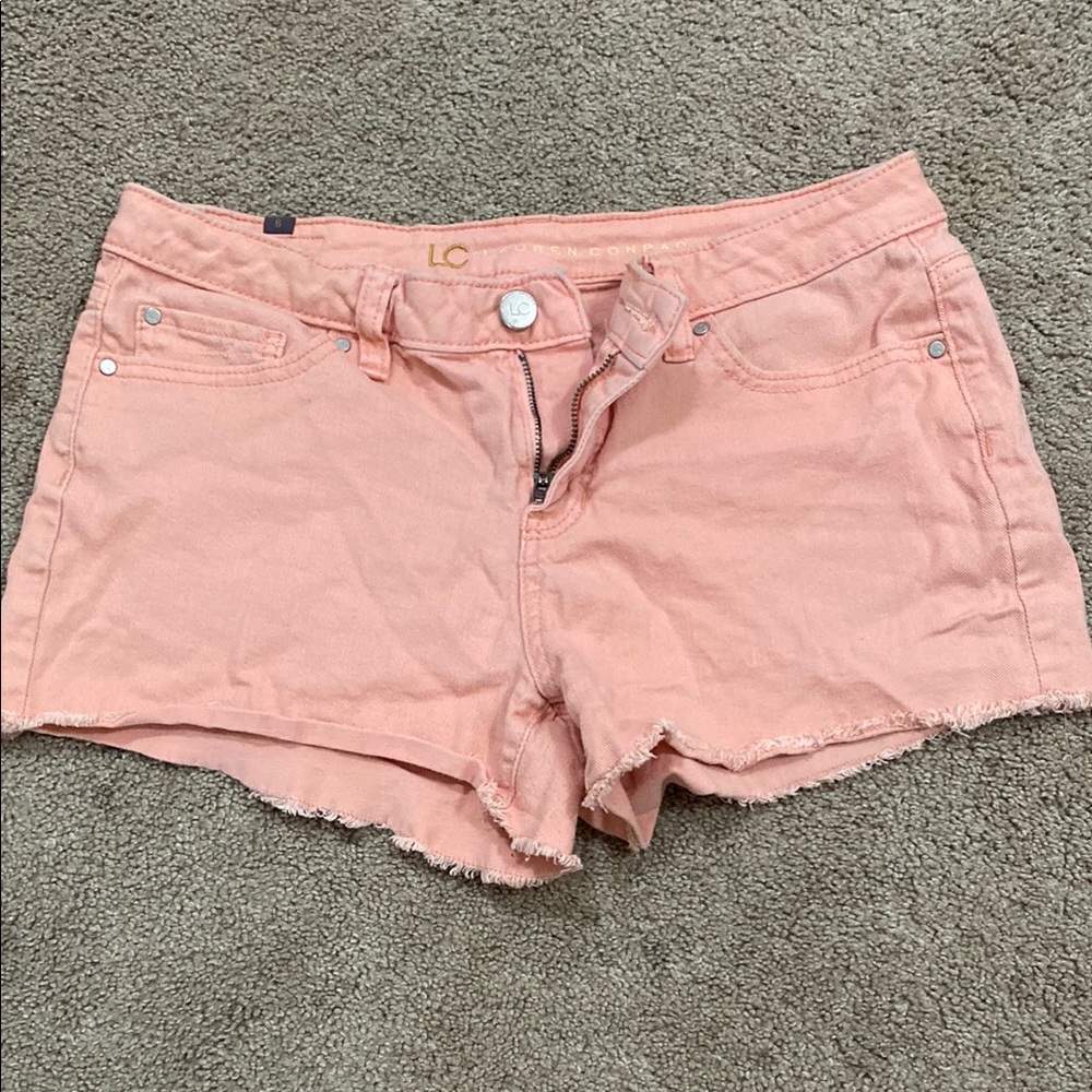 Pastel Pink Frayed Jean Shorts
